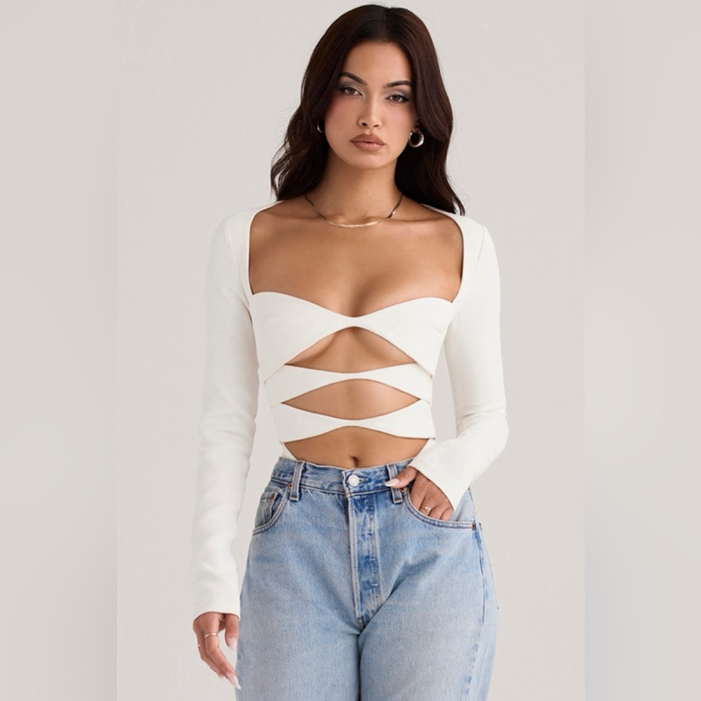White cutout bodysuit